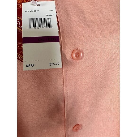 Havanera Shirt Men's Size XXL Camp Cigar Peach Polyester Front Pocket NEW $55 - Picture 7 of 11